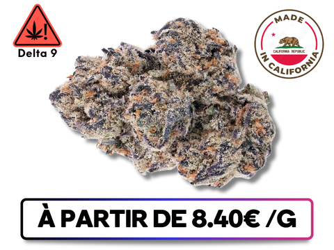 Fleur Deep Amnesia enrichie en Delta 9 THC — ultra résineuse et puissante. Produit premium Made in California.