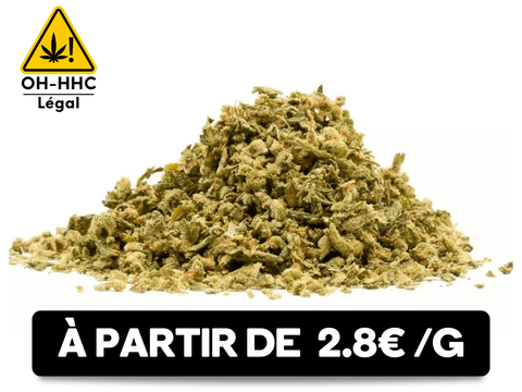 Image des Mix Miettes OH-HHC de greenbuds.fr, une alternative 100% légale au HHC, offrant des restes de fleurs à prix réduit.