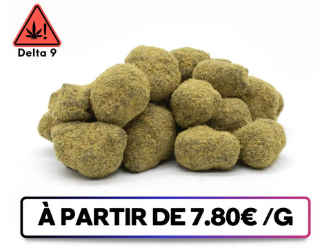 Moonrock enrichi au Delta 9 THC disponible sur greenbuds.fr : un produit de haute qualité avec des effets relaxants intenses. Profitez de la livraison rapide et gratuite en France et en Belgique.